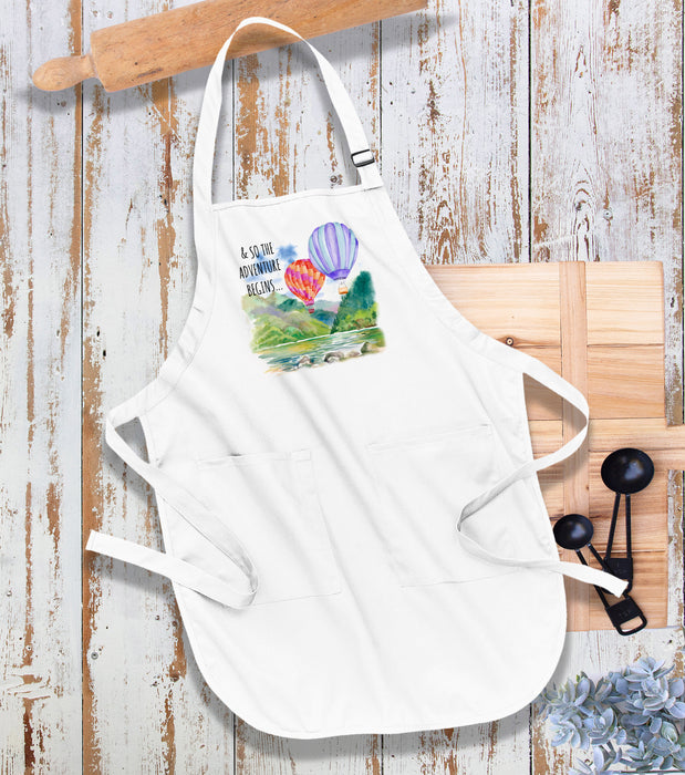 Adventure Begins Hot Air Balloons Kitchen Cotton Apron