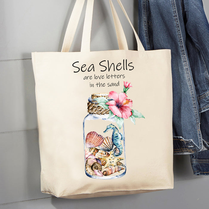 Sea Shells are a Love Letter 12 oz Canvas Tote Bag