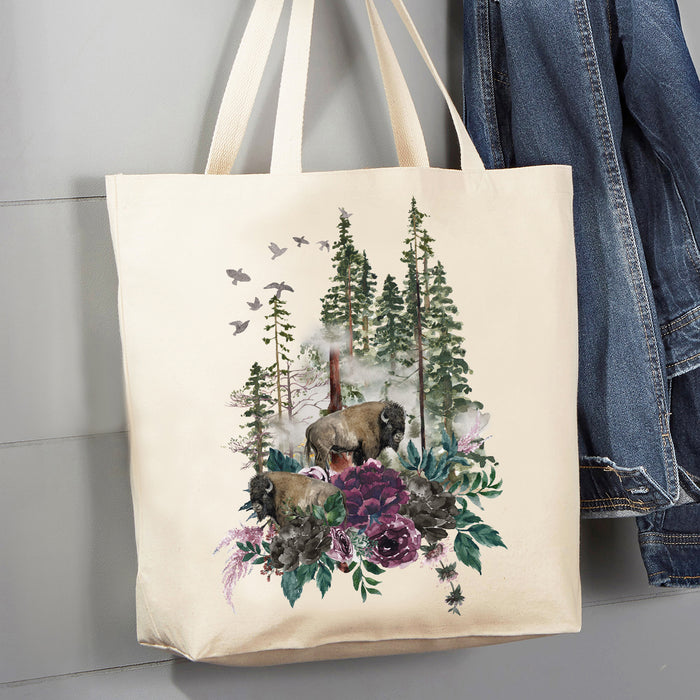 Buffalo Forest Trees Nature 12 oz Tote Bag
