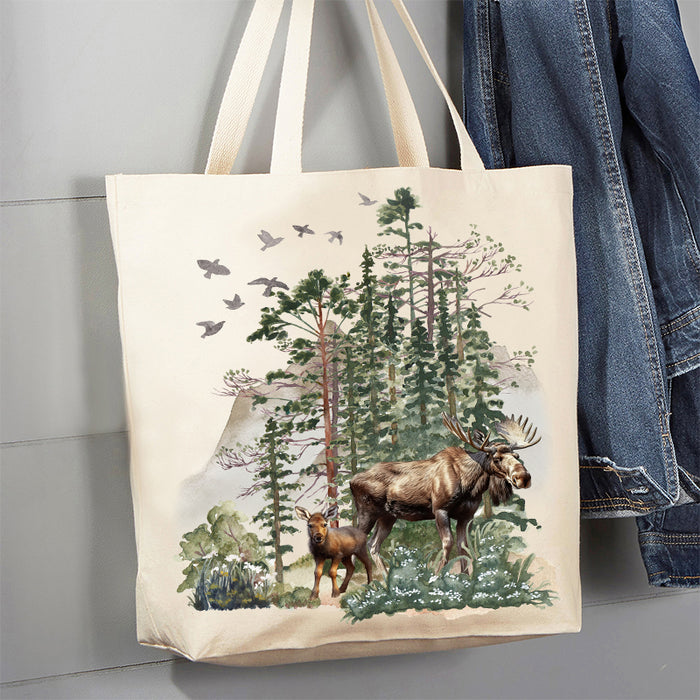 Moose in Forest Canvas Tote Bag