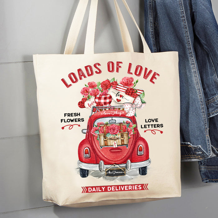 Valentine Love Bug VW Car 12 oz Canvas Tote Bag