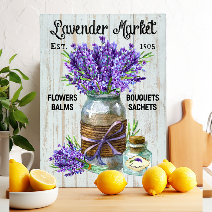Purple Lavender Country Market Glass Cutting Board Trivet