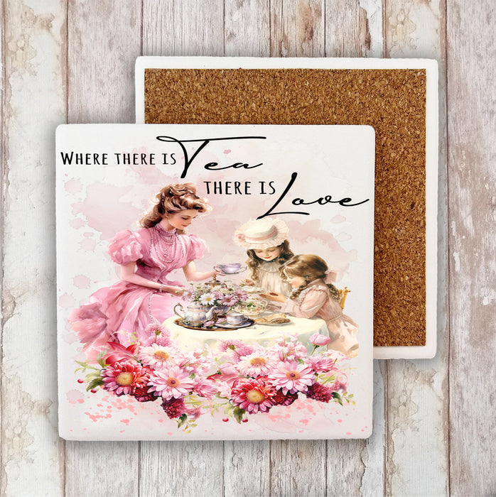 Victorian Mother Daughter Tea Stone Coaster