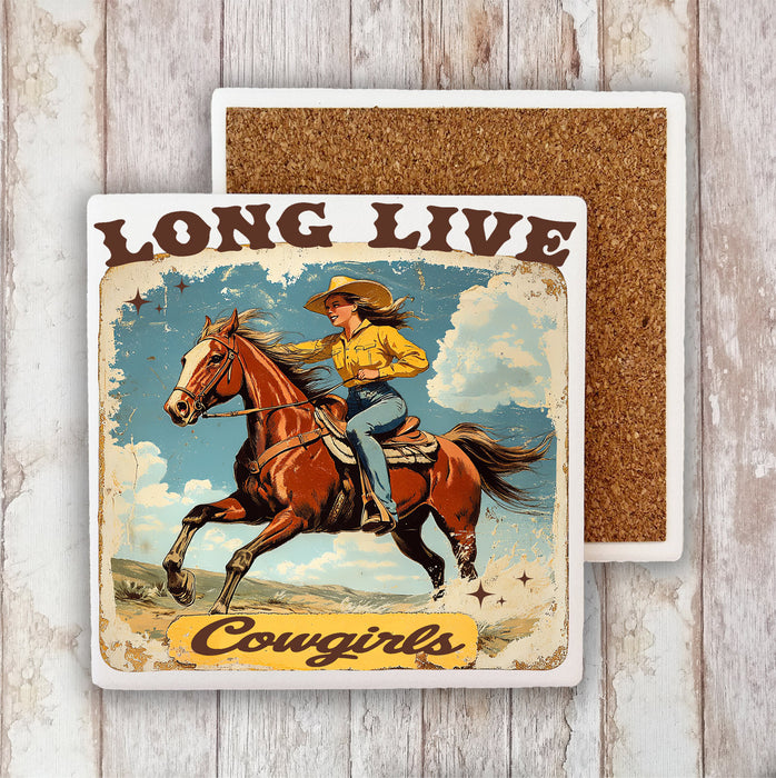 Vintage Cowgirls Long Live Cowgirls Stone Coaster