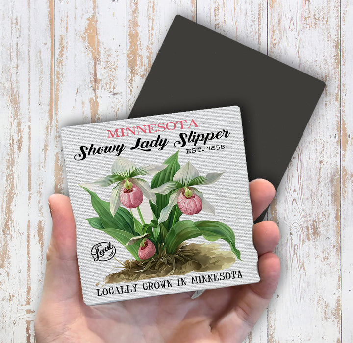 Minnesota State flower Showy Lady Slipper Magnet Fridge