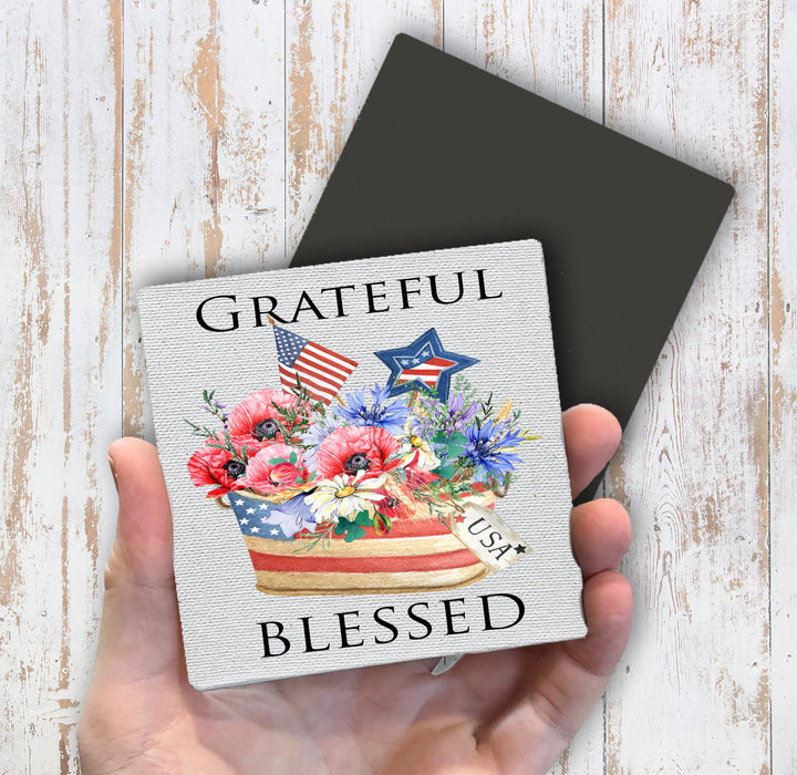4th of July Patriotic Grateful Blessed Magnet Fridge