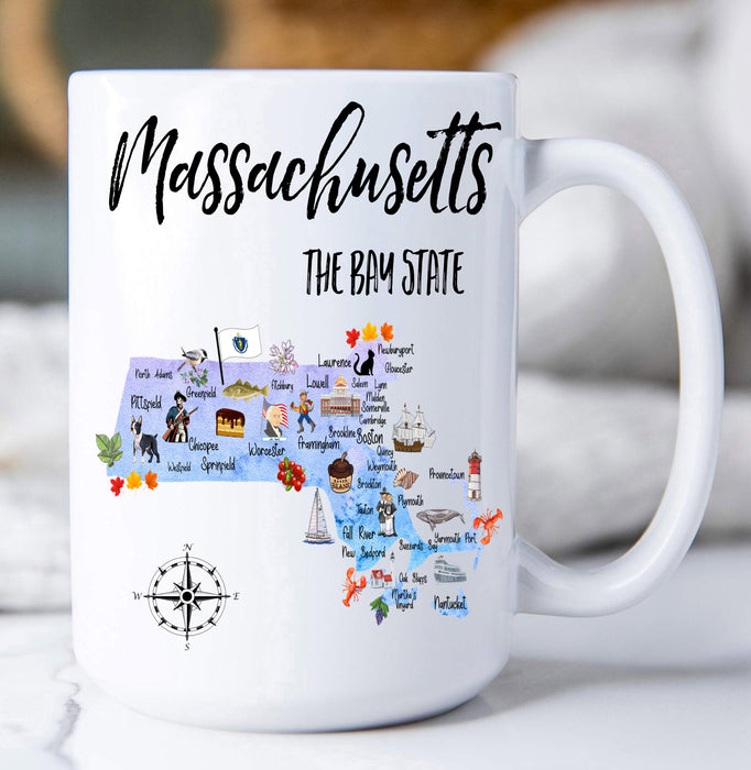 Massachusetts State Map Coffee Mug