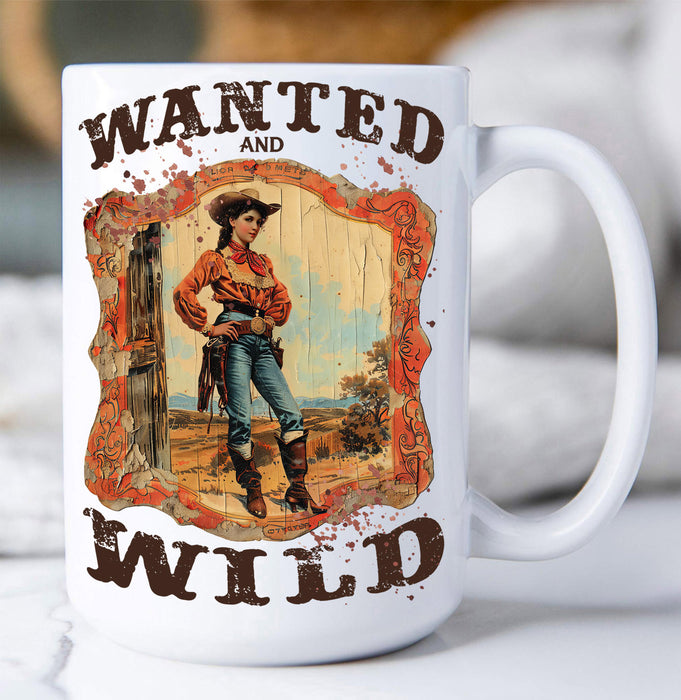 Vintage Cowgirls Wanted and Wild Coffee Mug