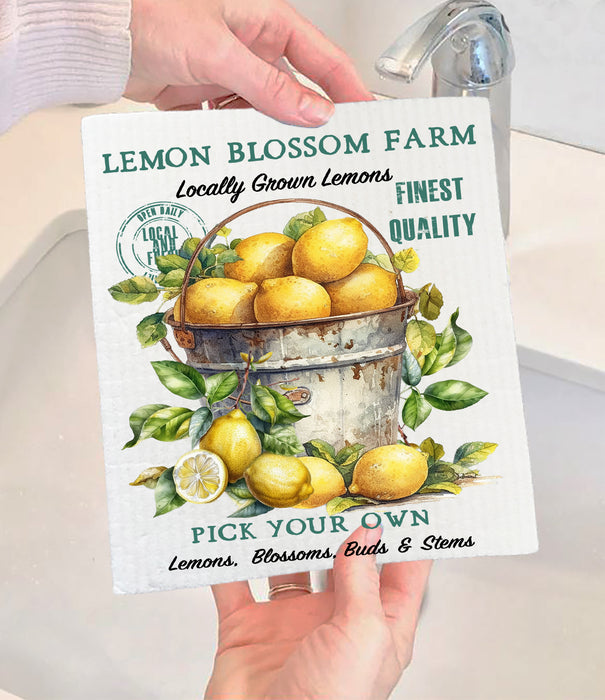 Bucket of Lemon Blossom Farm Swedish Dishcloth