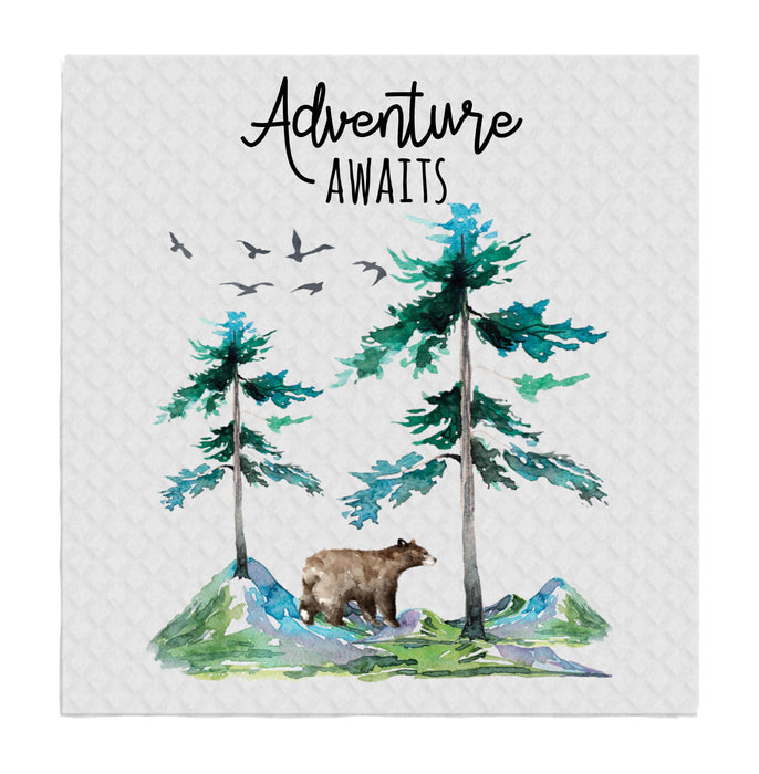 Adventure Awaits Camping Mountains SWEDISH DISH CLOTHS