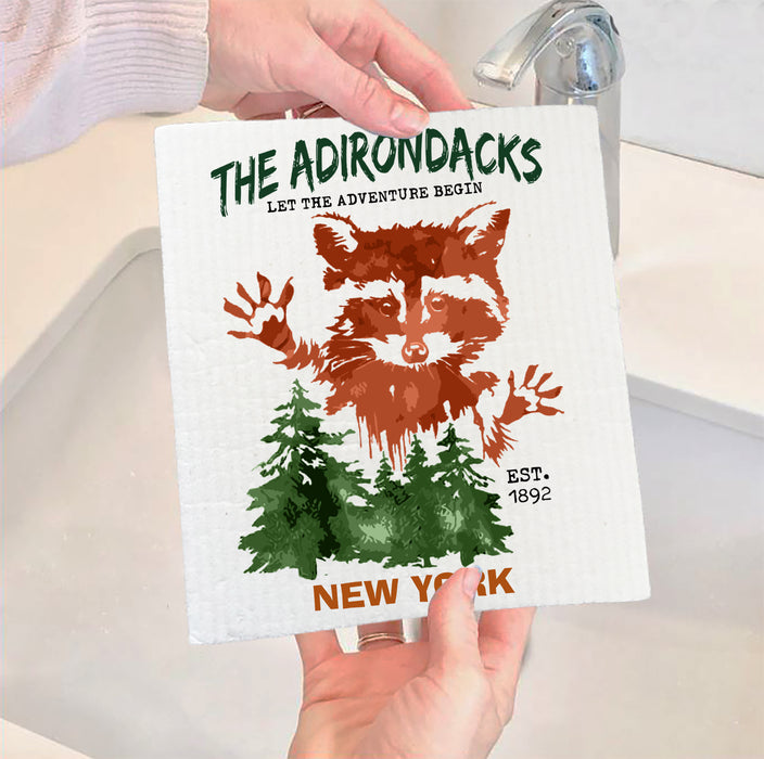 Adirondack New York Raccoon Swedish Dish Cloth