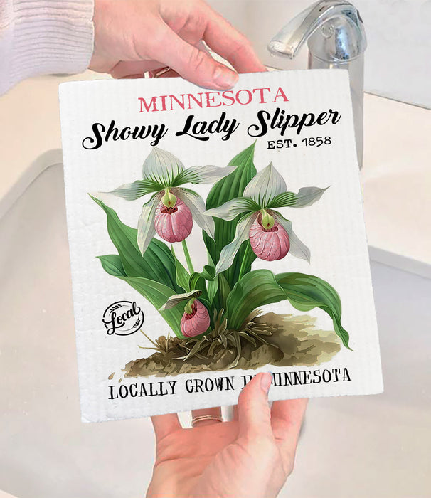 Minnesota State flower Showy Lady Slipper Swedish Dishcloth