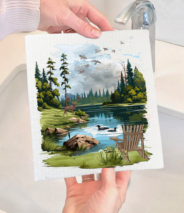 Adirondack Chair Lake Forest Swedish Dishcloth