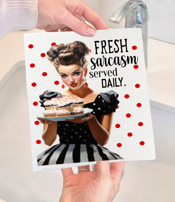 Fresh Sarcasm Served Daily Funny Swedish Dishcloth