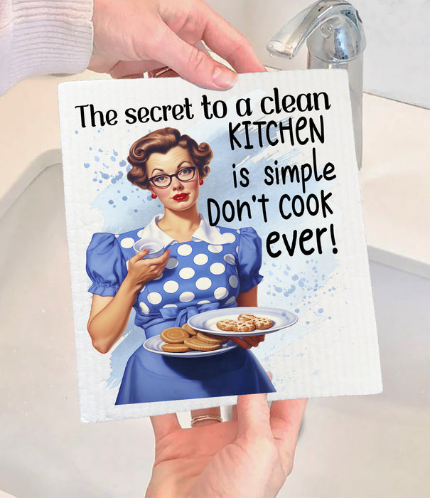 Clean Kitchen Don't Cook Funny Swedish Dishcloth