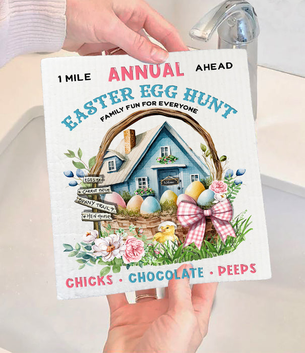 Annual Easter Egg Hunt Swedish Dishcloth