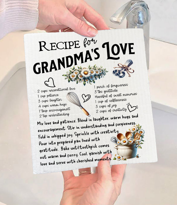 Grandma's Love Recipe Swedish Dishcloth