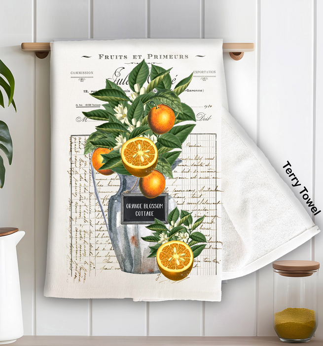 Vintage Orange Blossoms Cottage Terry Cloth Towels