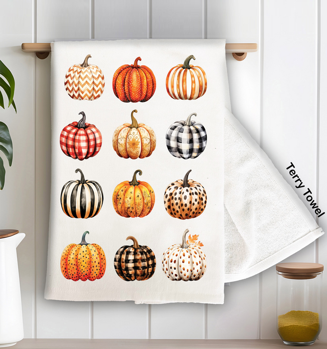 Fall Autumn Variety of PumpkinsTerry Towel