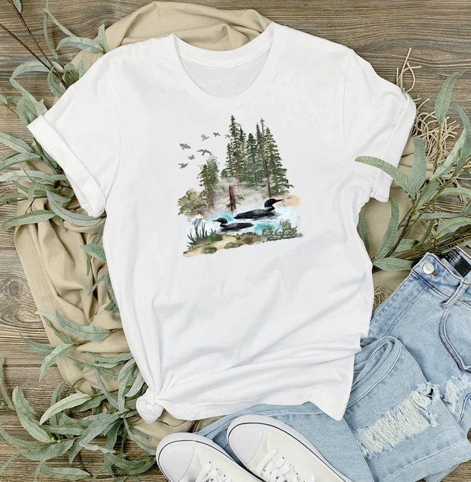 2 Loons on Lake Forest T-Shirt