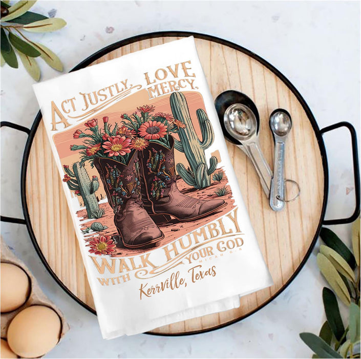Act Justly Spiritual "Kerrville, Texas" Tea Towel