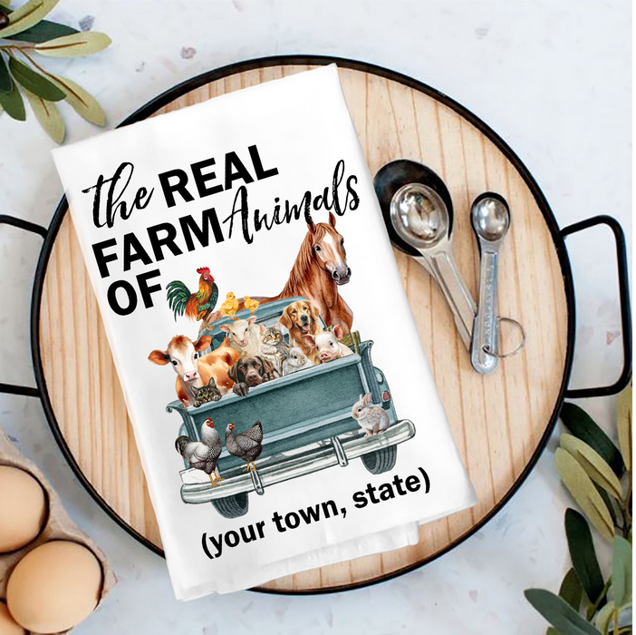 The Real House Animals of Tea Towel