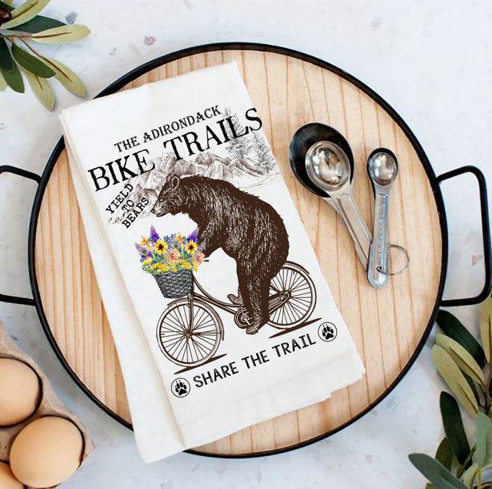 Adirondack Bear Bike Trails Cotton Tea Towels