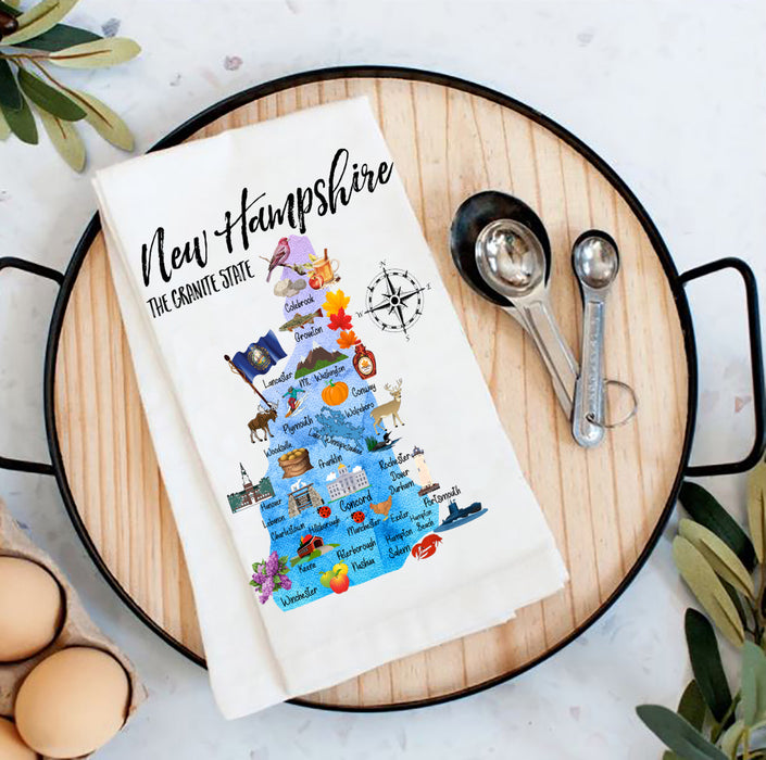 New Hampshire State Map Tea Towel