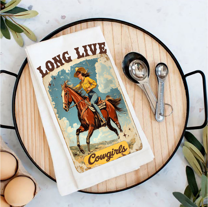 Vintage Cowgirls Long Live Cowgirls Tea Towel