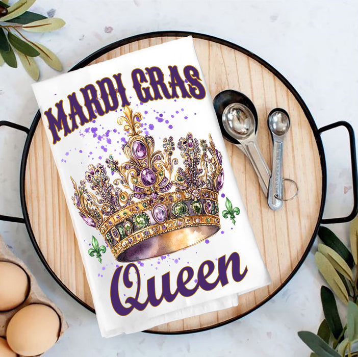Mardi Gras Queen Crown Tea Towel