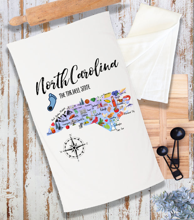 North Carolina State Map Souvenir Kitchen Terry Cloth Towel
