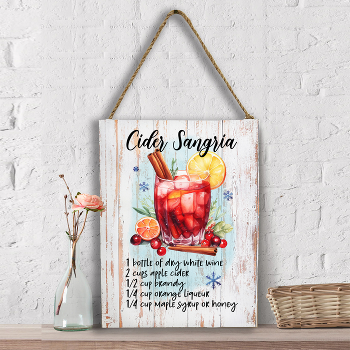 Christmas Cocktail Cider Sangria Recipe Wall Decor