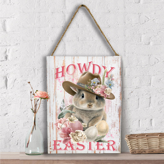 Howdy Easter Bunny Cowboy Hat Wall Decor