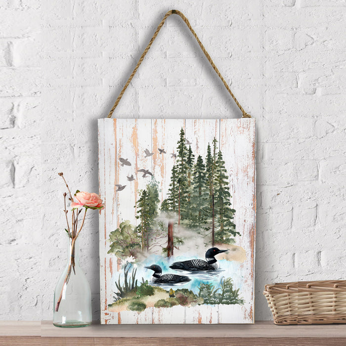 2 Loons on Lake Forest Wall Decor
