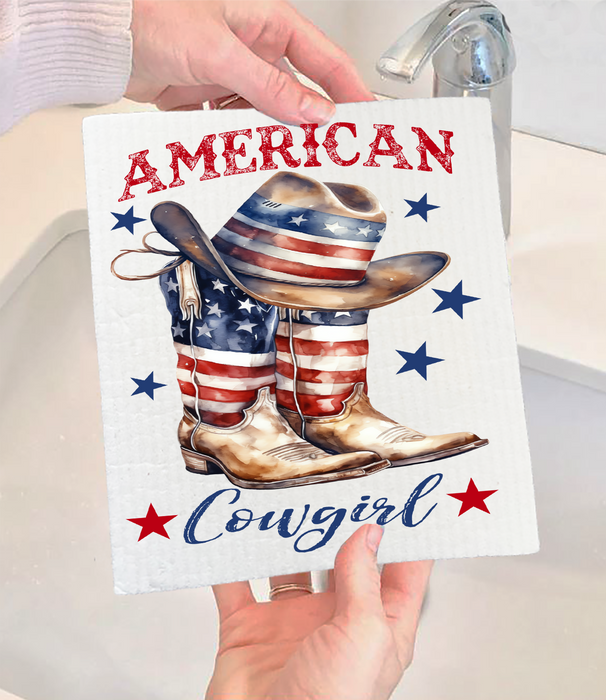Western American Cowgirl Boots Swedish Dishcloth