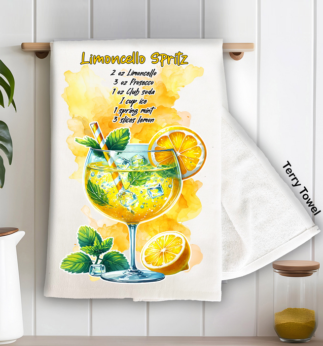 Summer Cocktail Limoncello Spritz Kitchen Terry Towel