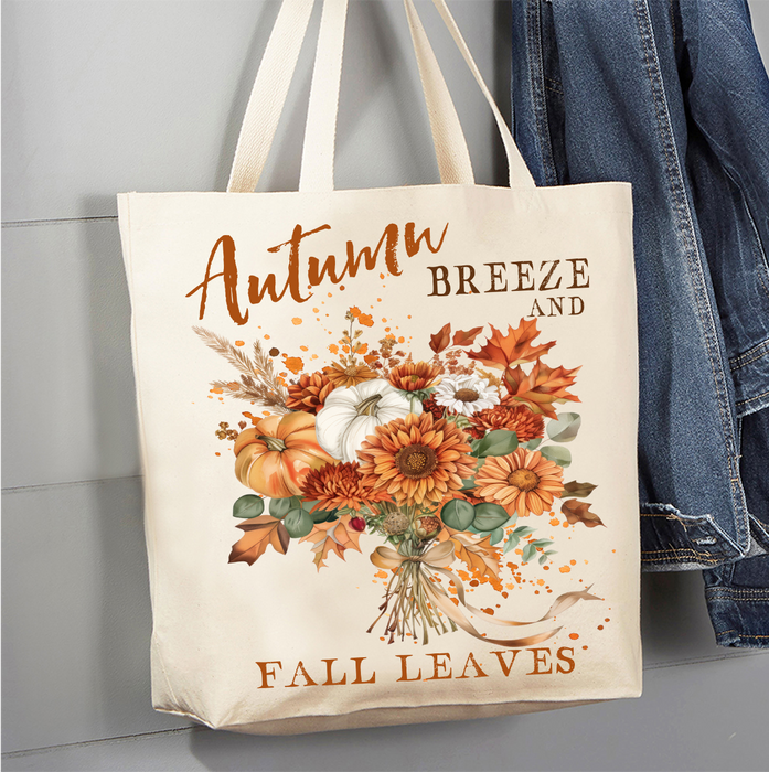 Autumn Breeze Fall Leaves Canvas Tote Bag
