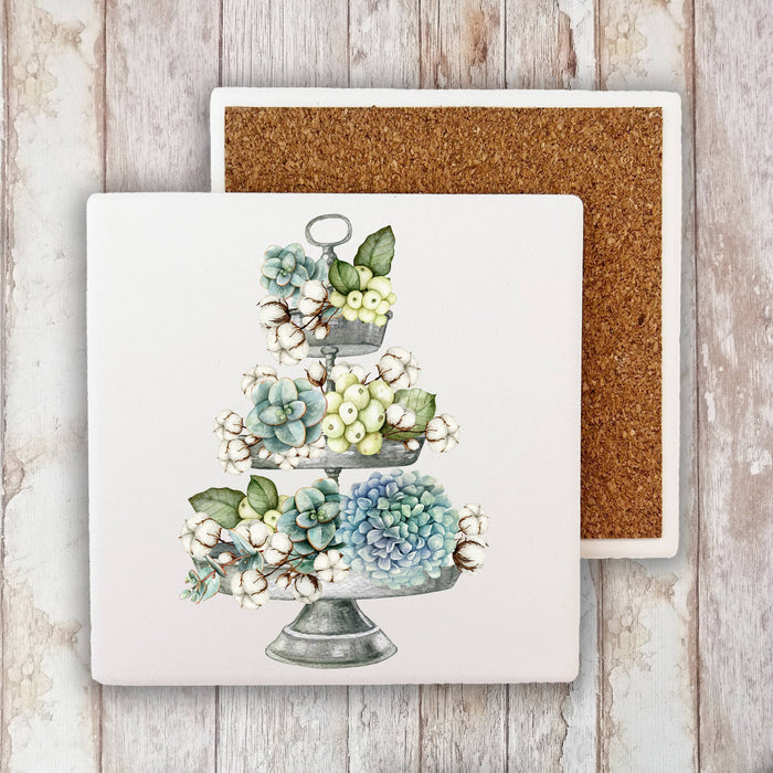 Succulent Cotton Tier, Stone Coaster