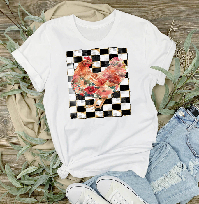 Checkered Colorful Chicken T-Shirt