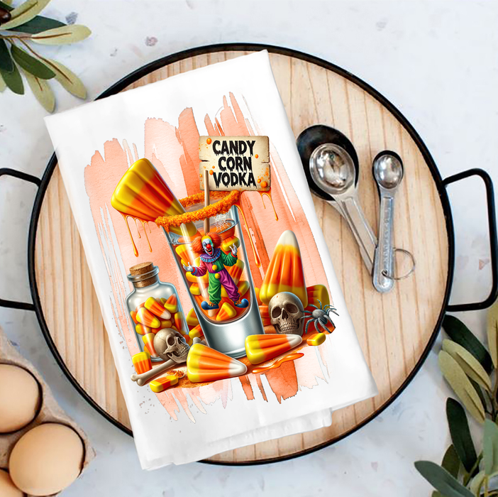 Halloween Candy Corn Vodka Tea Towel