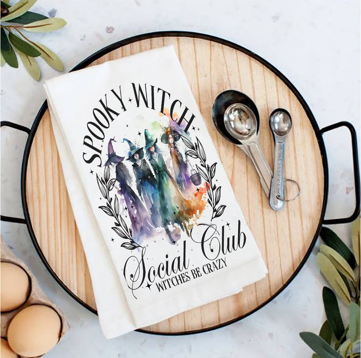 Halloween Spooky Witch Club Tea Towel