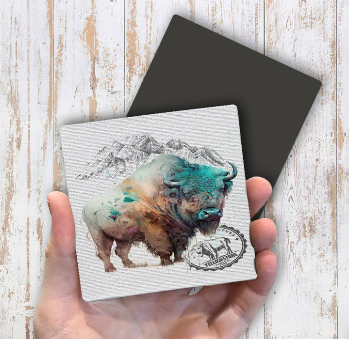 Western Buffalo Turquoise Yellowstone Magnet Fridge