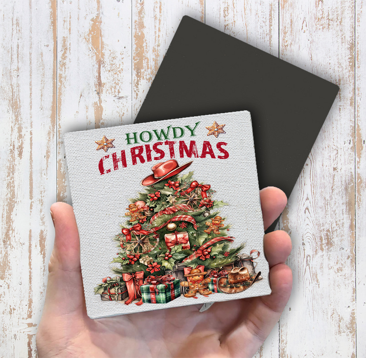 Western Howdy Christmas Tree Magnet Fridge