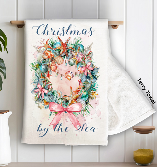 Coastal Christmas by the Sea Kitchen Terry Towel