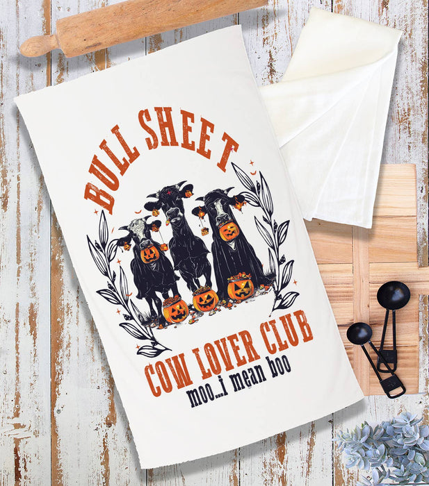 Halloween Bull Sheets Cows Pumpkins Terry Towel