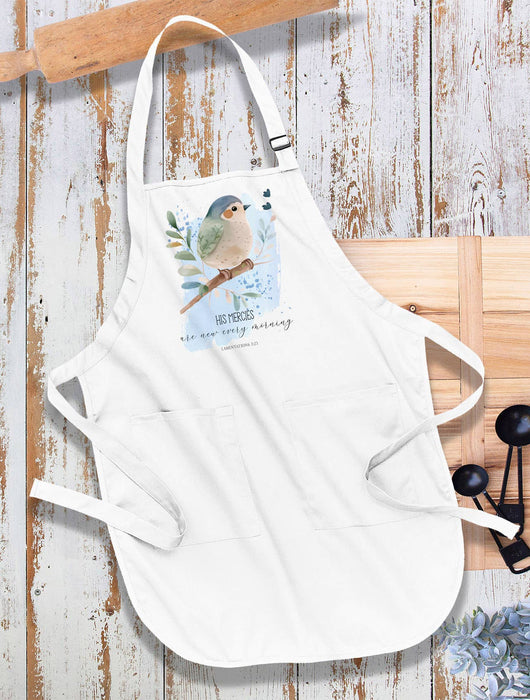 Spiritual His Mercies are New Bird Kitchen Cotton Apron