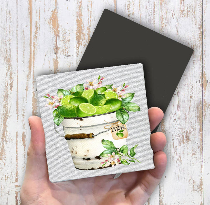 Farmhouse Bucket of Limes  Magnet Fridge