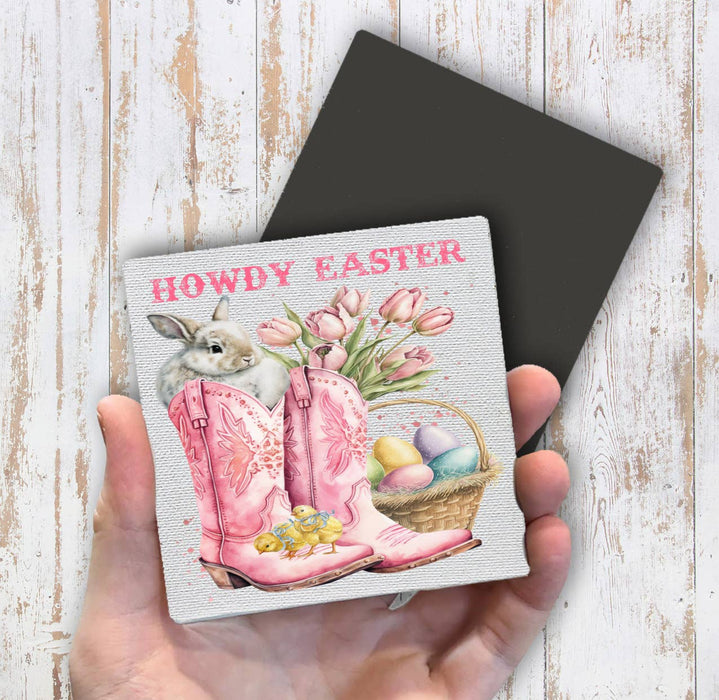 Howdy Easter Cowboy Boots Western Magnet Fridge