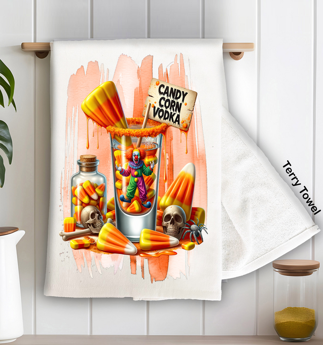 Halloween Candy Corn Vodka Kitchen Terry Towel