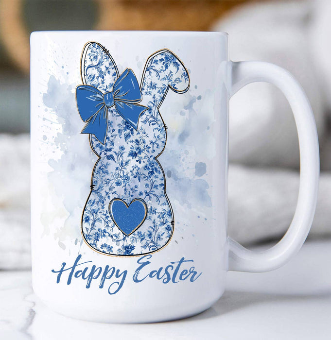 Easter Blue and White Bunny Coffee Mug